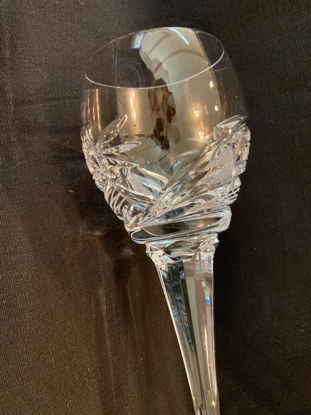 Bohemian/Czech  Set of 6 cut-crystal stem wine/port glass